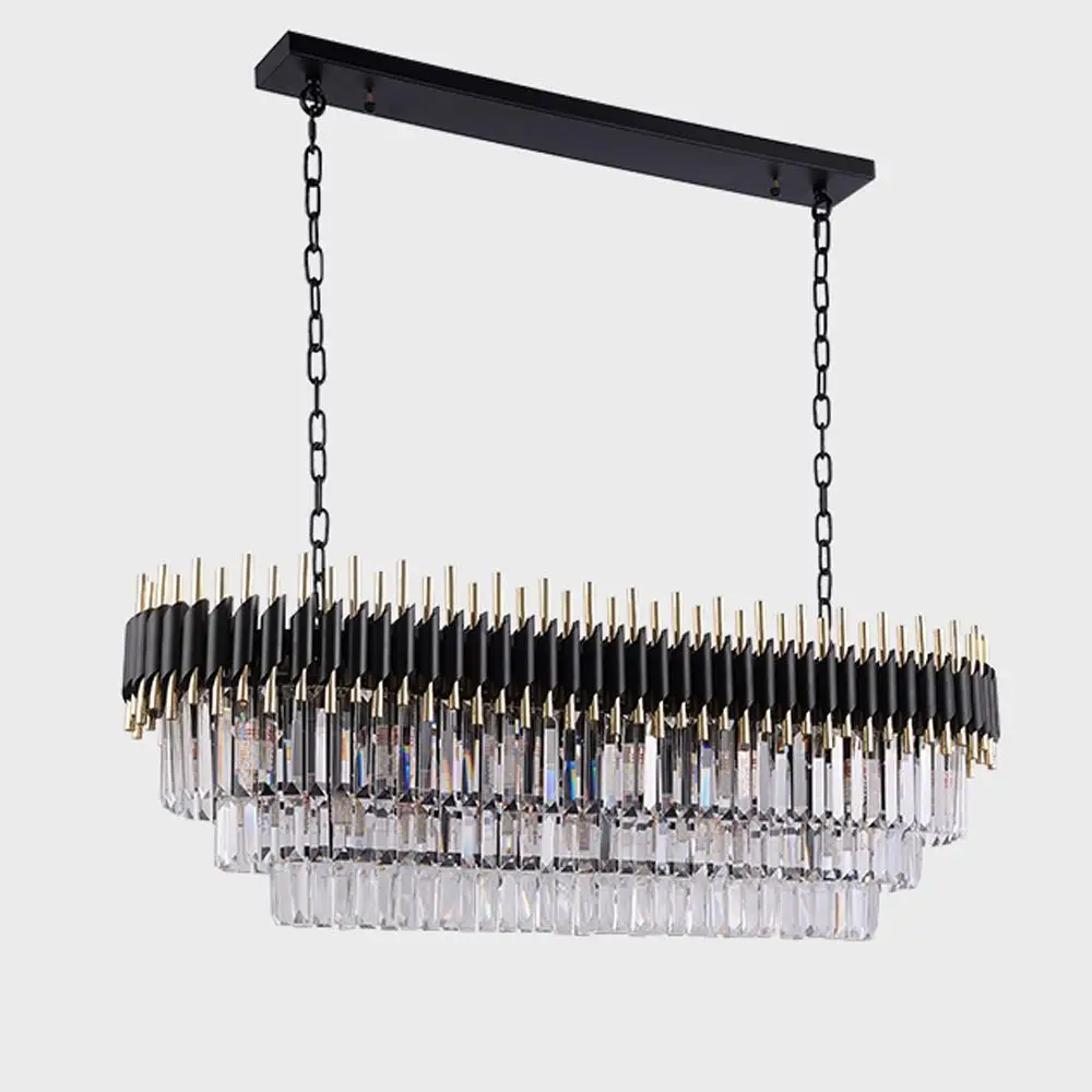 Черная хрустальная люстра овальная роскошный дизайн внутреннее освещение