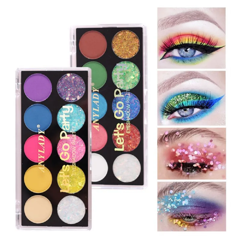 Макияж Красота стойкий водонепроницаемый блеск матовые тени для век блесток