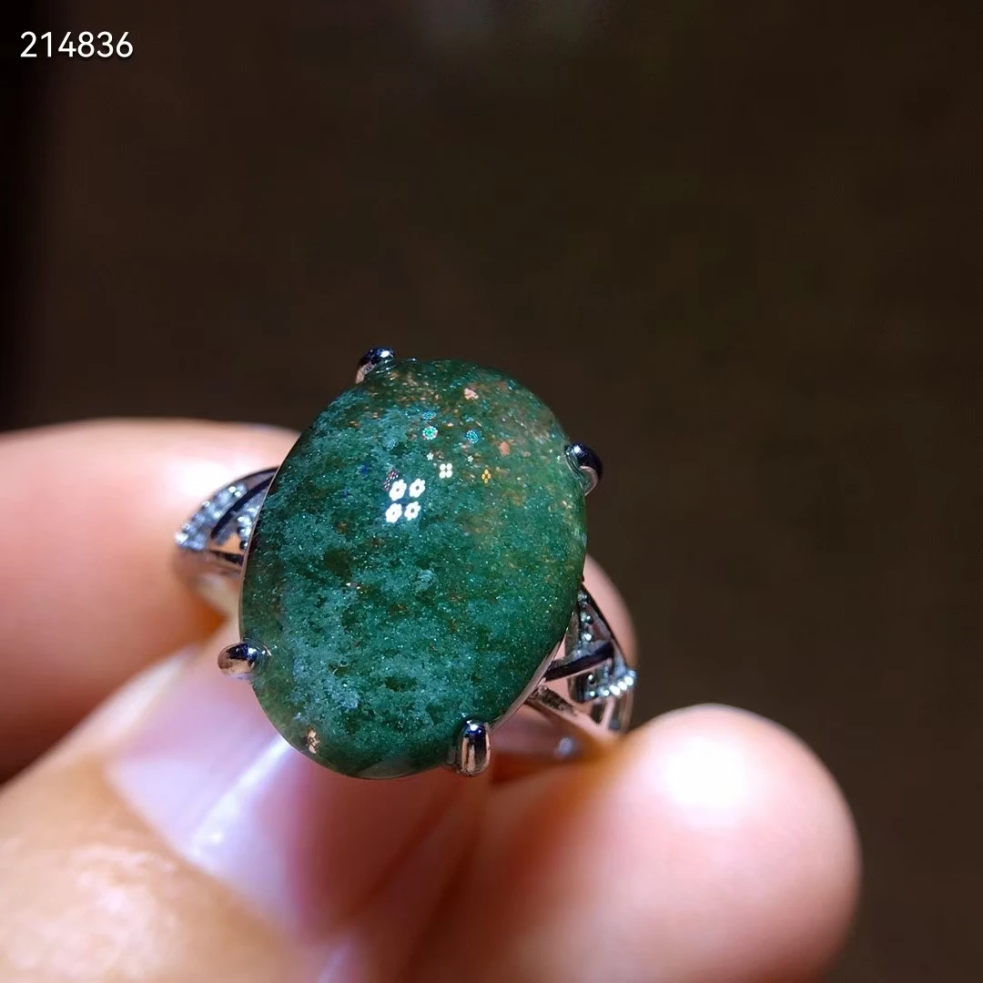 

Кольцо регулируемое из серебра 16,3 пробы с натуральным зеленым кварцем, 925/12 мм