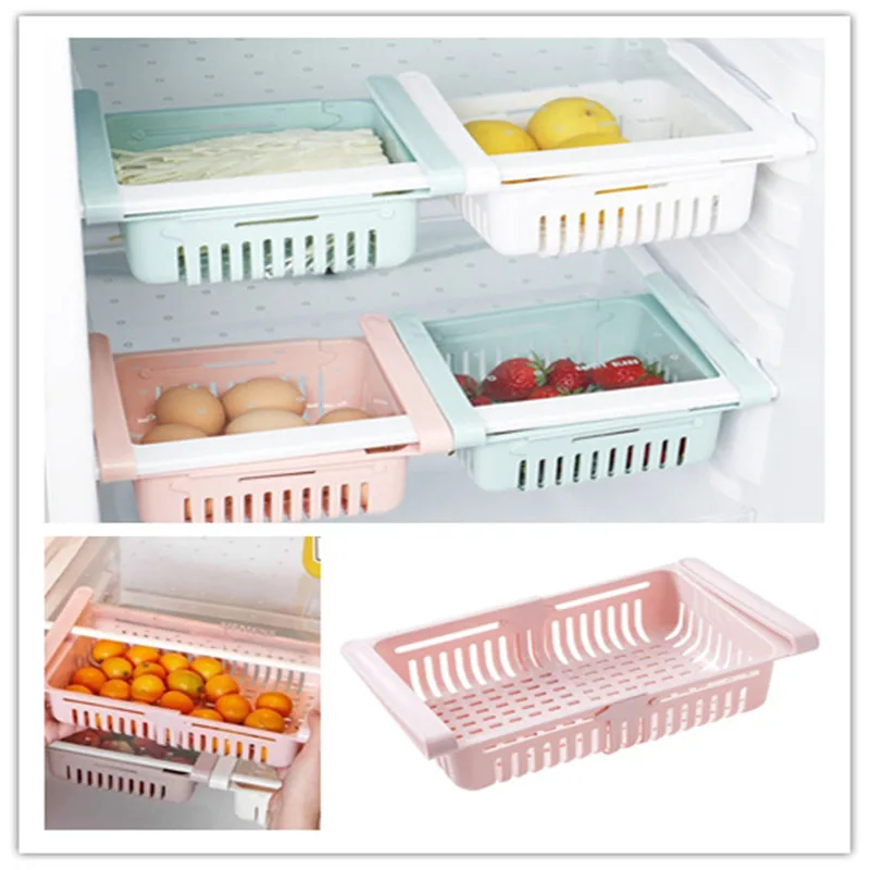 

Storage Basket for Fridge Pull-out Drawers Fresh Ransparent Adjustable Box Refrigerator Adjustable Storage Fridge Organizer