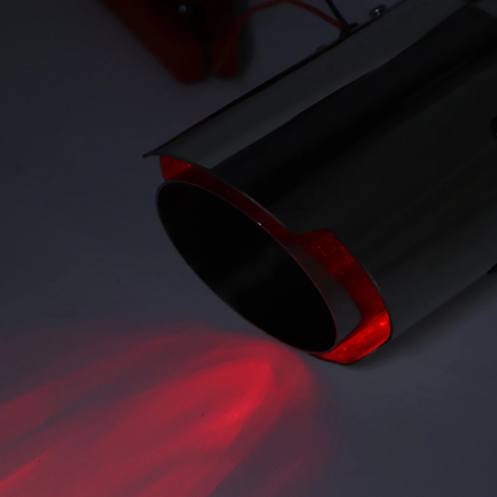 Универсальные выхлопные трубы 63 мм красный светодиод нержавеющая сталь