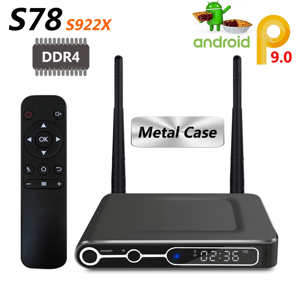 ТВ приставка S78 Amlogic S922X Smart Android 9.0 металлический чехол 4 Гб DDR4 32 64 ROM 1000M LAN 2 4G 5G WiFi