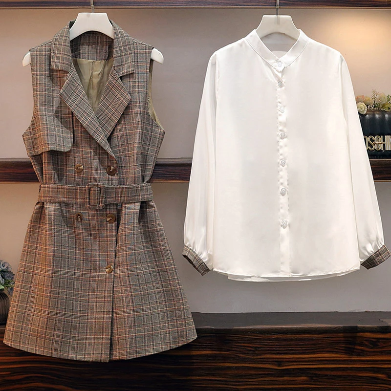 Trytree 2019 Осенний Женский комплект из двух предметов повседневный двубортный