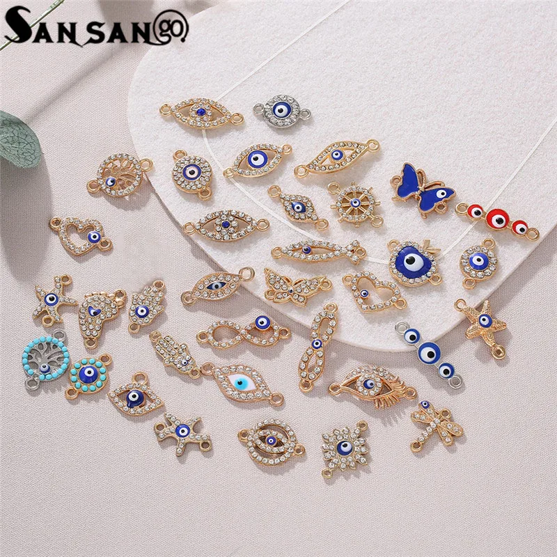 10 шт./лот соединители со стразами в виде бабочки глаз звезды сердца подвеска