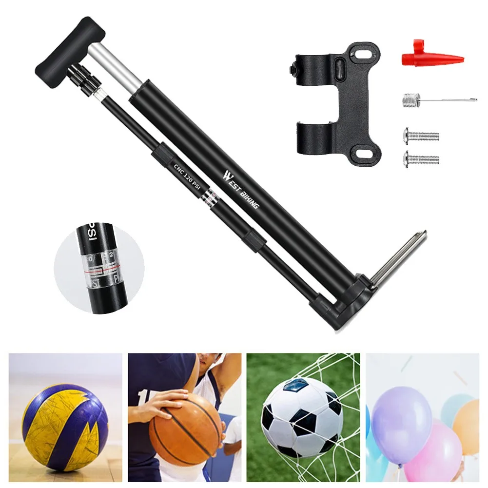 

120PSI Valve Bicycle Pump For Bike Dual Head AV/FV Bike Bicycle Tyre Track Pump Aluminum Alloy Bike Pump Bike Accessories