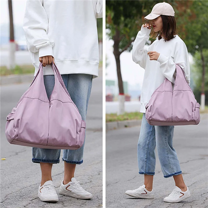 

Женская спортивная сумка через плечо, легкая складная вместительная сумка-тоут, сумка для путешествий с влажными и сухими карманами для хра...