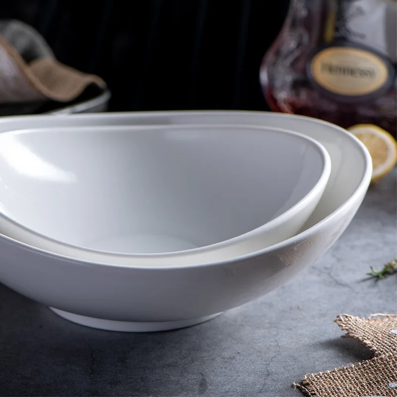 Белый большой Ramen чаша нерегулярные салатник в форме гостиничный керамический
