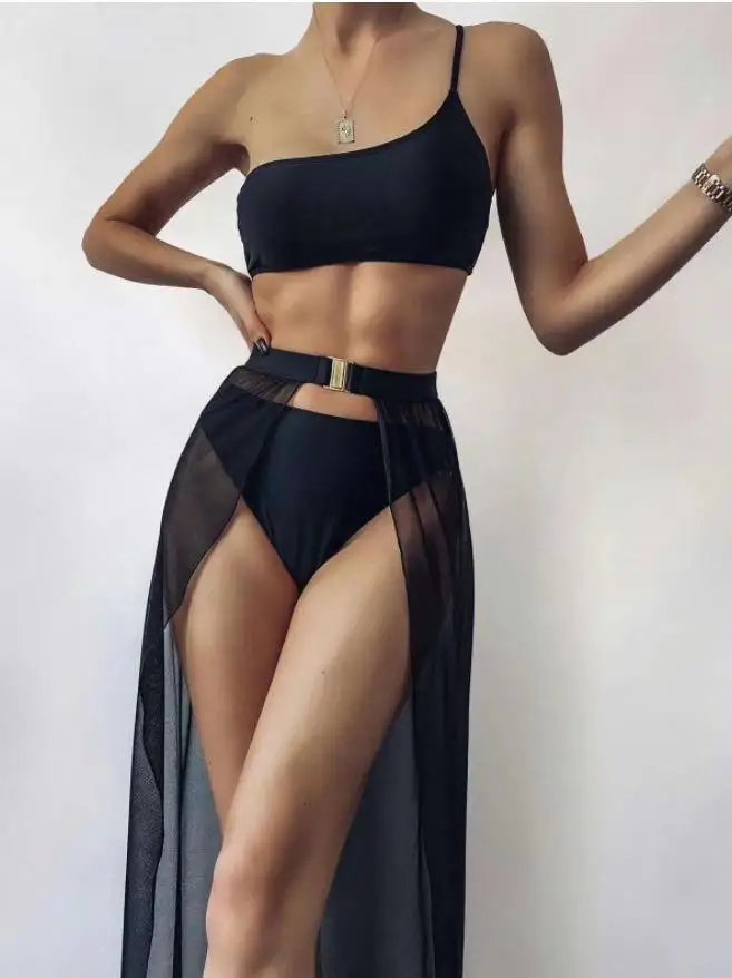 

2021 New three-piece solid-color swimsuit
