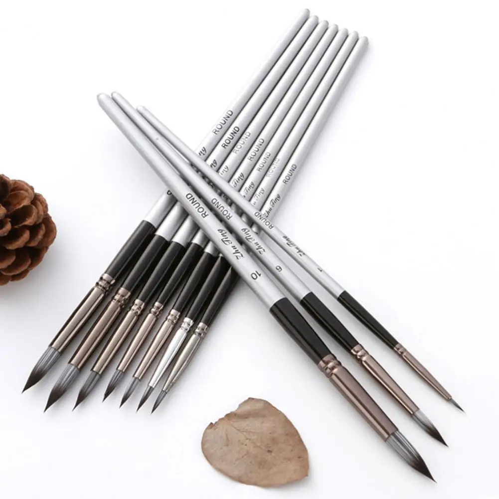 

Premium 10Pcs/Set Useful Water Ink Professional Drawing Brush Set Nylon Watercolor Paint Brush Pointed Head for Adults