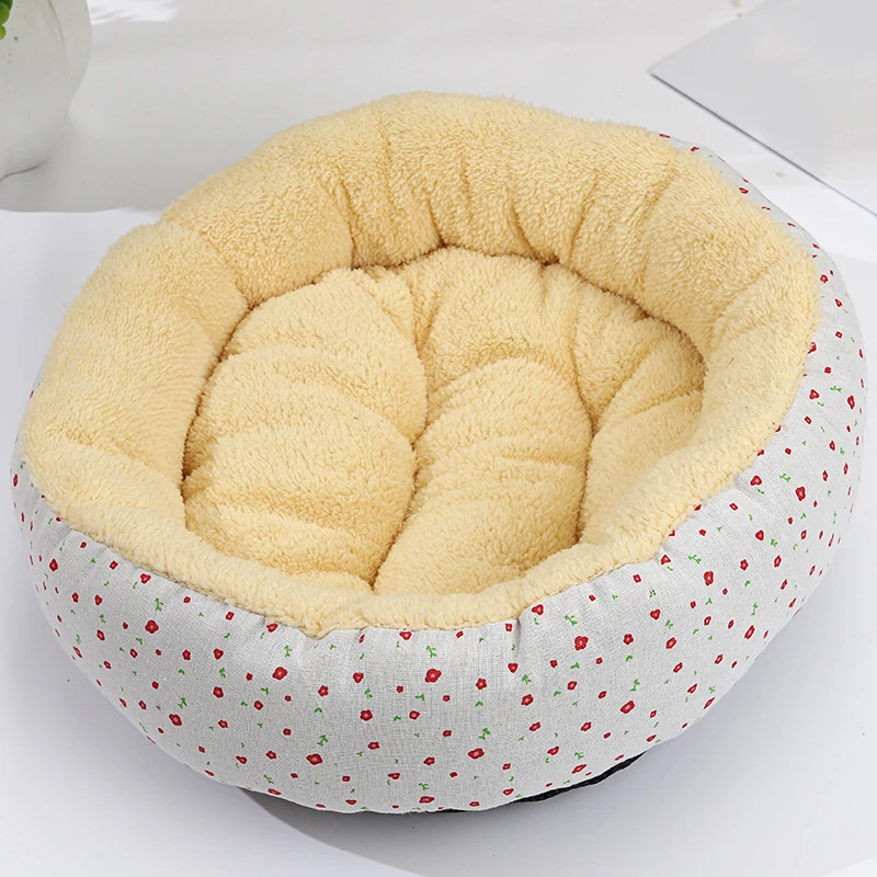 Удобная Лежанка для домашних животных с круглым принтом плюшевая подстилка