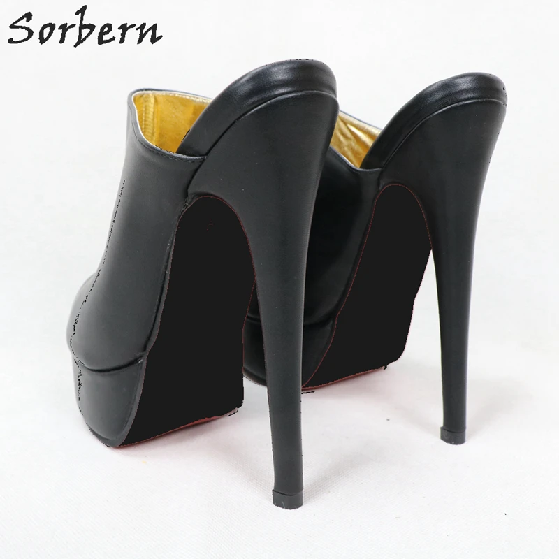 Sorbern/черные туфли без задника с открытым носком женская летняя обувь на платформе