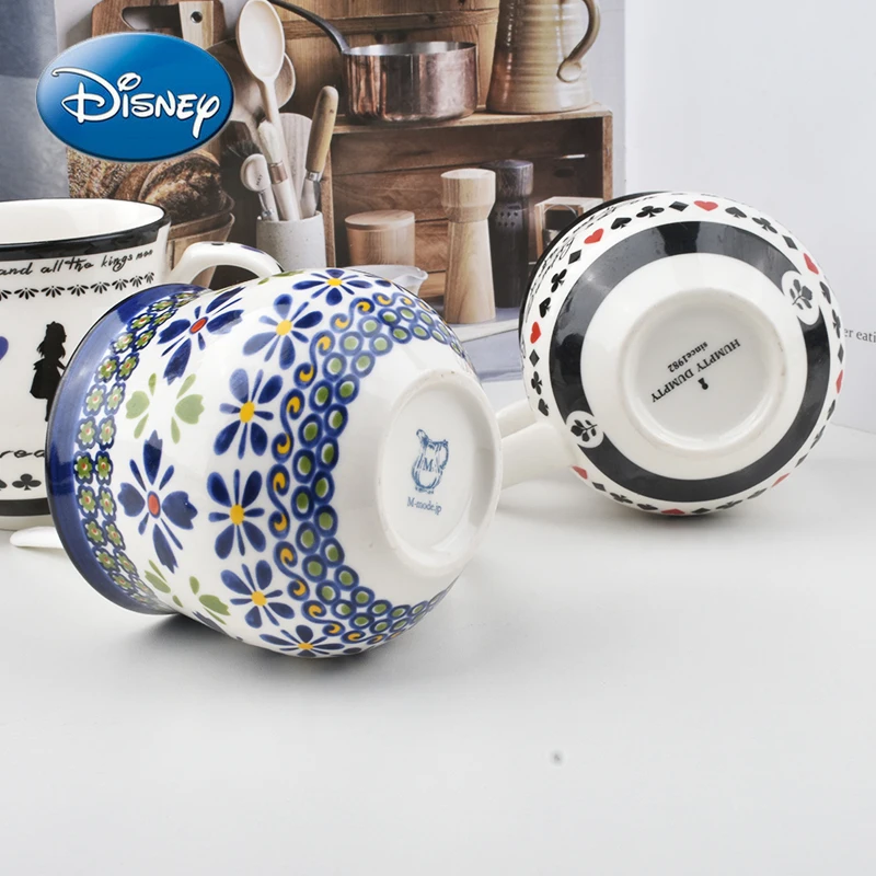 

Disney Ceramic Mug Alice In Wonderland Retro Big Belly Cup Nordic Style Breakfast Cup Milk Coffee Cup Afternoon Flower Tea Cup