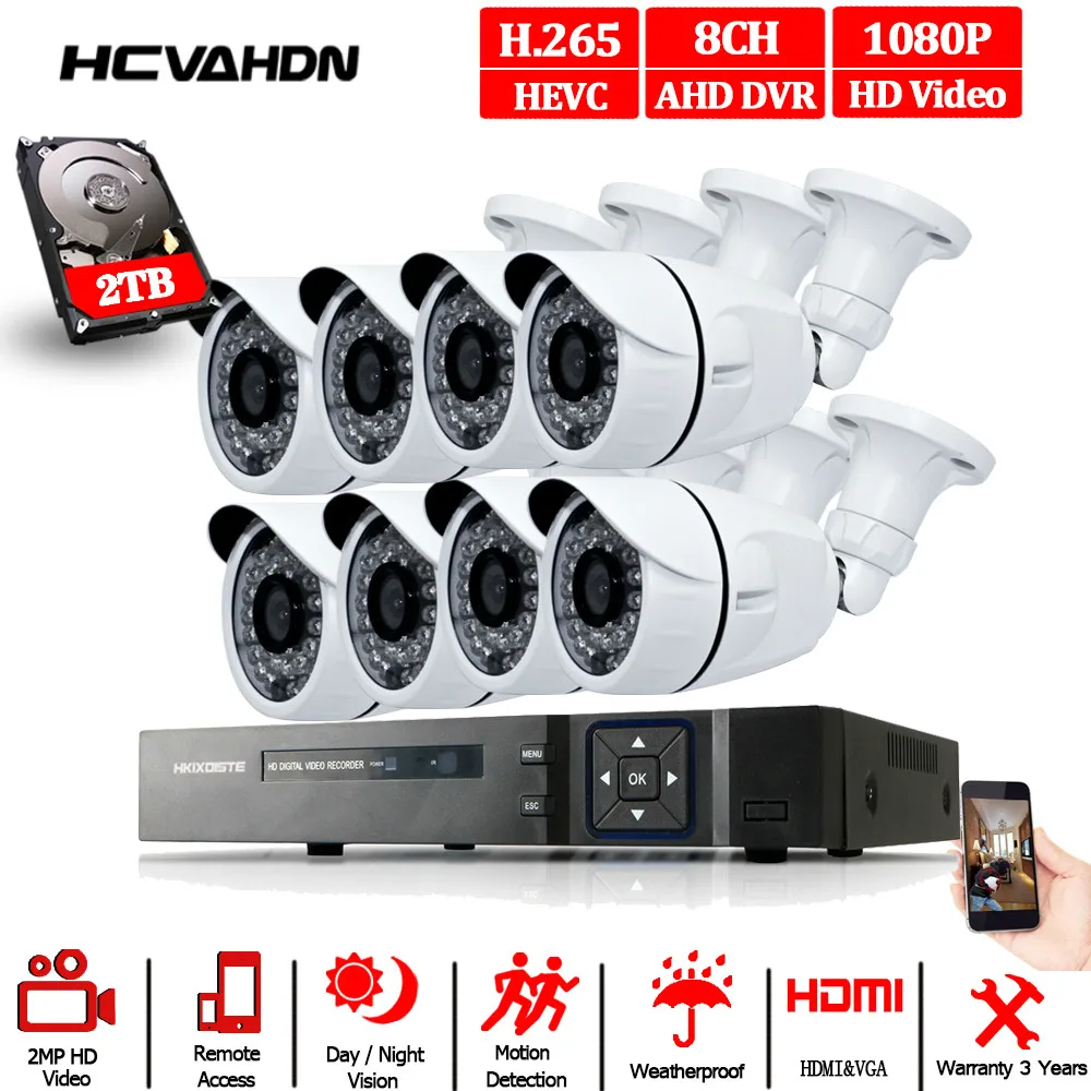 Камера видеонаблюдения 8 каналов DVR водонепроницаемая полный комплект|Система