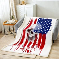 castle fairy skull american flag bed throwsgothic skeleton print thrown blanket for kids boys gift blue stars art usa flag mic