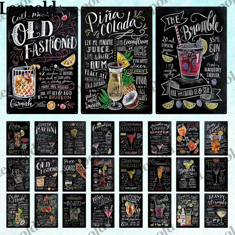 

Metal Plate Vintage Whiskey Bottle Series Tin Plate Wall Stickers Wall Painter Home Bar Metal Decoration