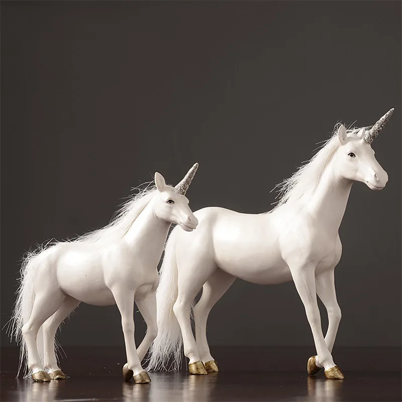 

European Creative Unicorn Decoration Resin Crafts Luxury Living Room TV Cabinet Wine Cabinet Porch Home Figurines Miniatures