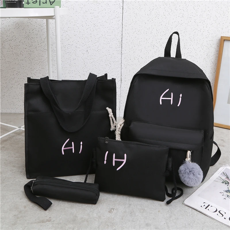 Комплект из 4 предметов рюкзак Холщовый женский с буквенным принтом детские