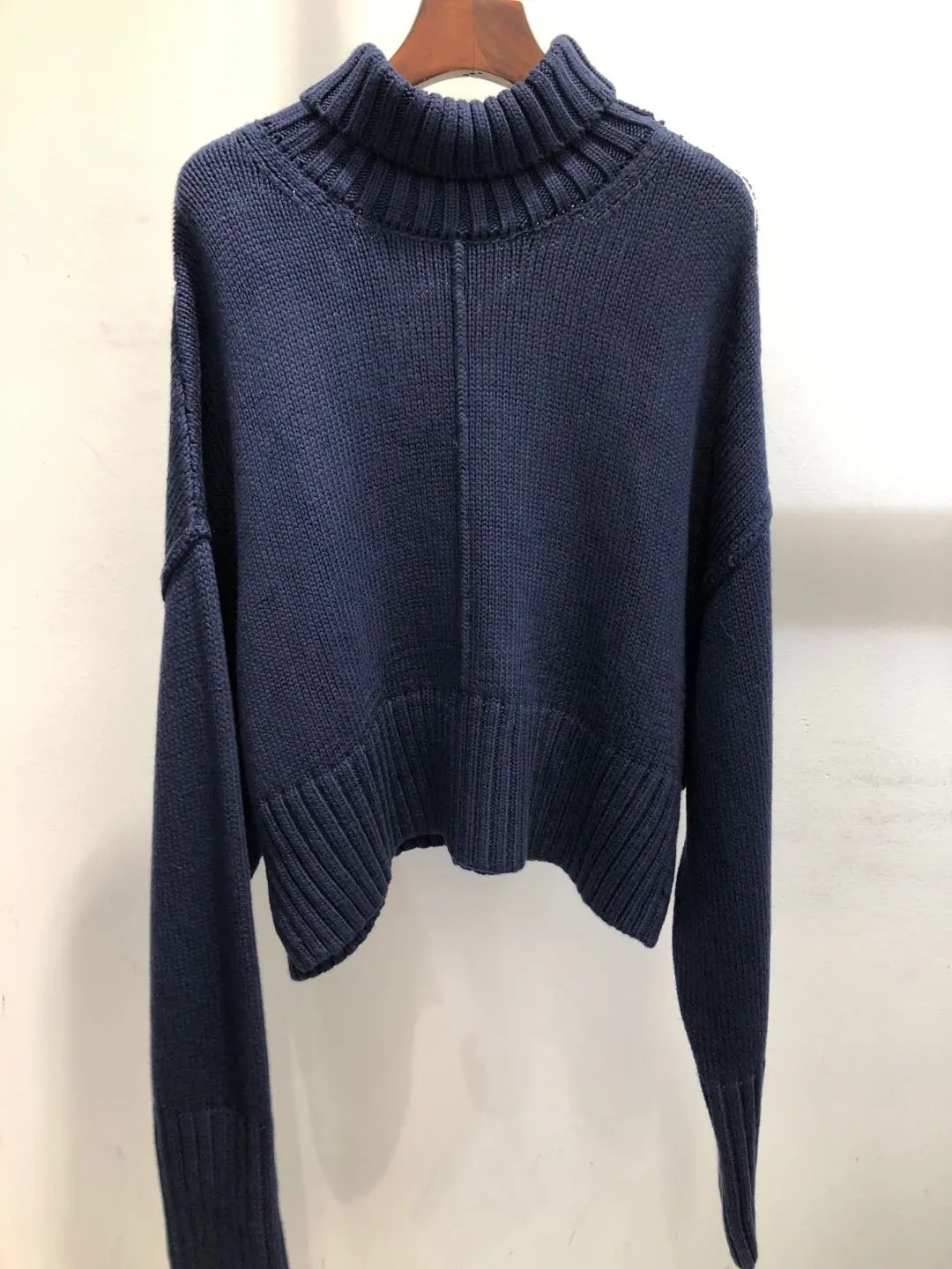 Ladies 2021 New Fashion Long Sleeve Sexy Casual Contrast Knit Turtleneck Sweater 1127