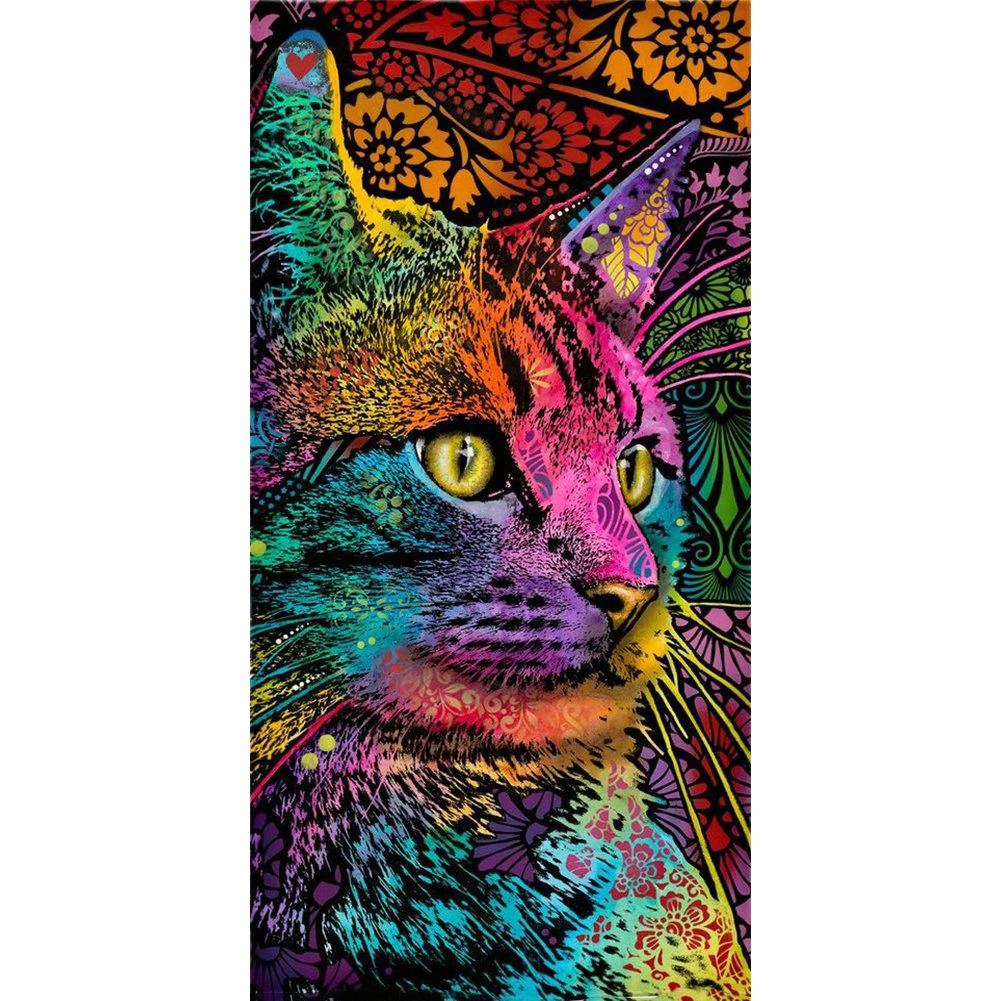 

Алмазная 5d картина «сделай сам» с изображением красочного кота, полноразмерная/круглая вышивка крестиком, мозаика, Набор для творчества, до...