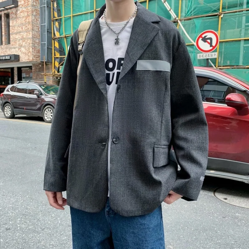 

Новинка Осень-зима 2021, модные мужские повседневные блейзеры в Корейском стиле, удобные однобортные длинные блейзеры, подходят для повседне...