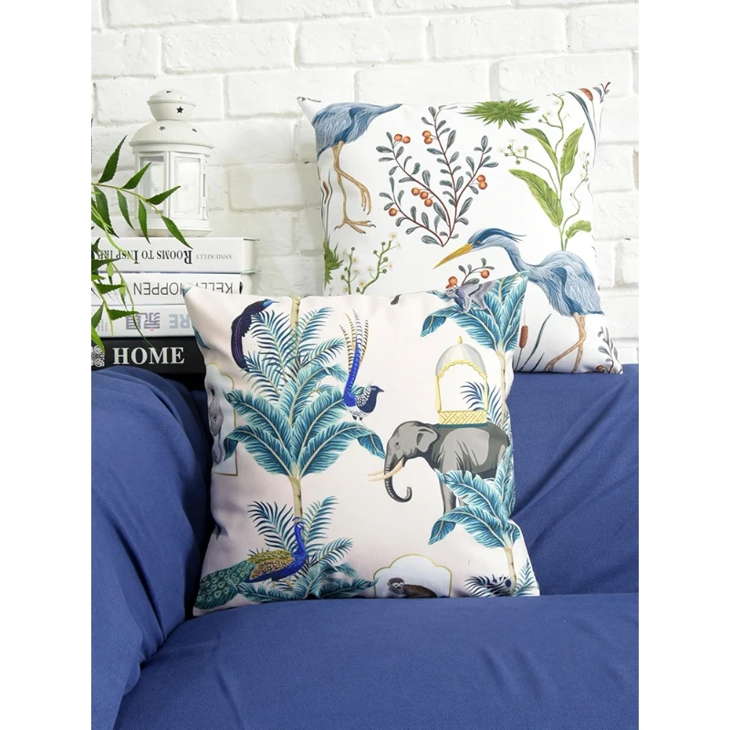 Чехол для подушки DUNXDECO декоративный с изображением леса джунглей обезьяны слона