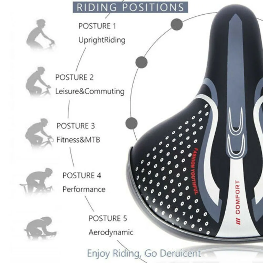 Удобное велосипедное седло очень широкое гелевое мягкое для велосипеда черное