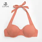 CUPSHE бикини с эффектом пуш-ап только для женщин Оранжевый сексуальный ребристый бюстгальтер топ купальник 2022 раздельный купальник пляжная одежда