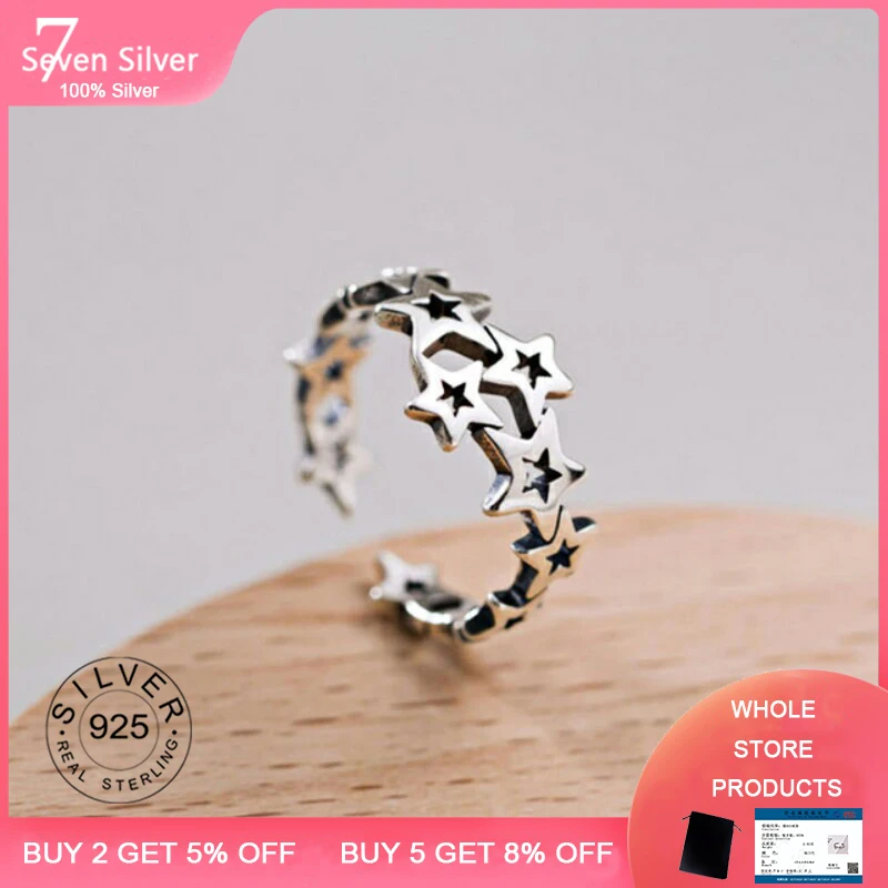 

925 Sterling Silver Wedding Finger Ring Vintage Terndy Stars Geometric Handmade Rings Jewelry Gifts for Women