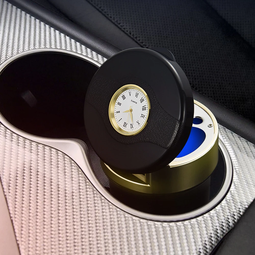 1 шт. автомобильная пепельница с часами светодиодный светильник для сигарет и
