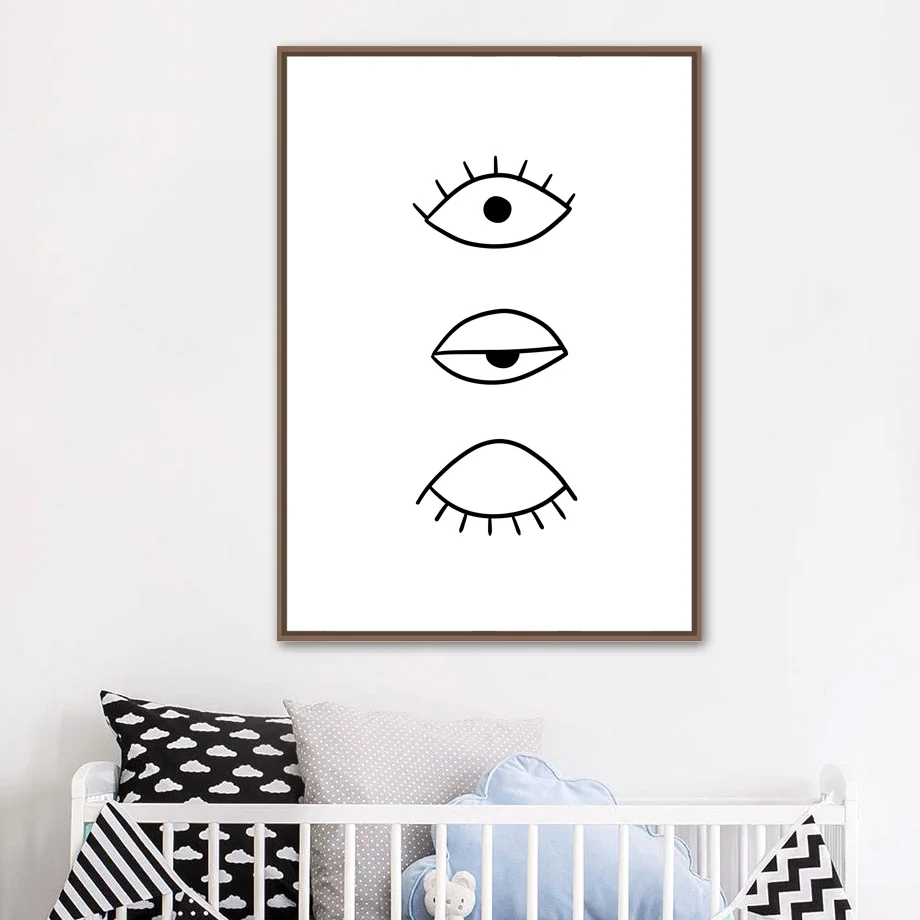 Настенная картина на холсте черные и белые постеры с глазами принты Постер в