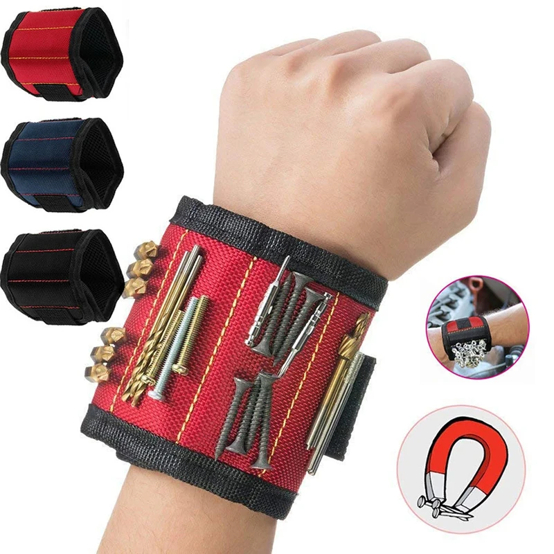 

Polyester Magnetic Wristband 3 Rows Strong Magnets Portable Bag Electrician Hand Tool Bag Screws Drill Holder Repair Tool Belt