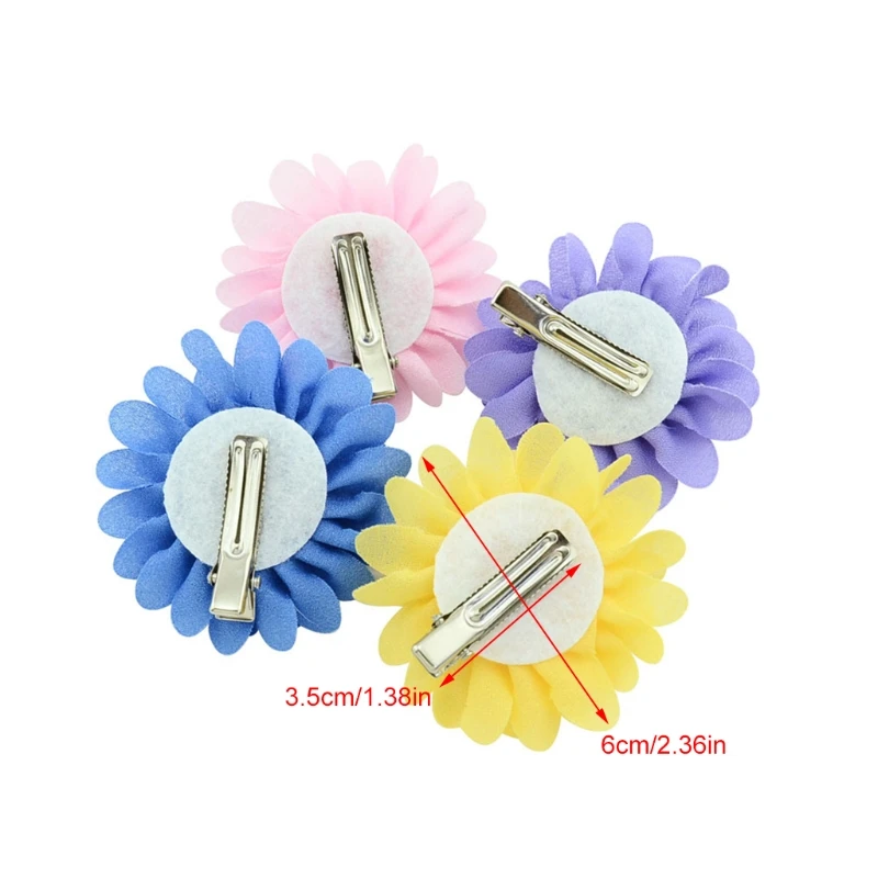 

12 PCS Chiffon Flower Baby Girls Hair Clip Baby Girls Toddler Barrette Accessory
