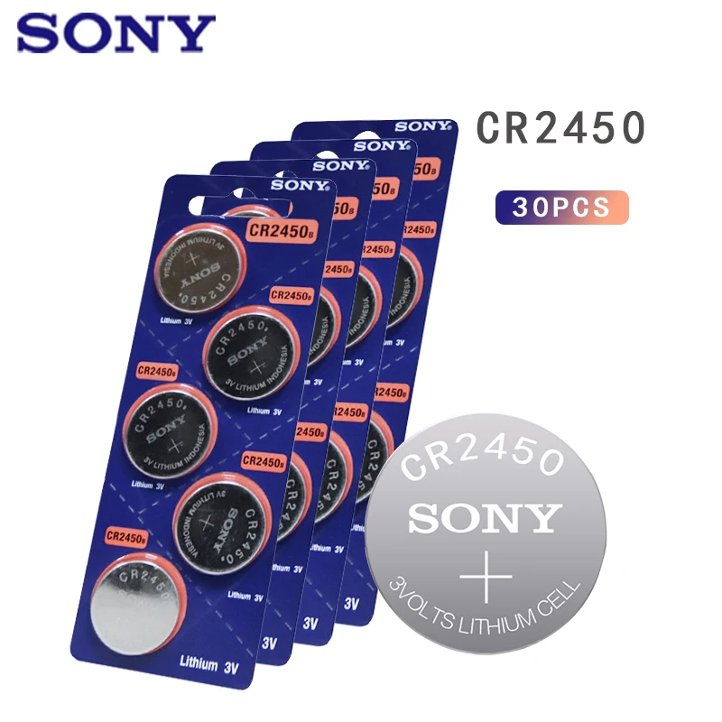 30 шт. SONY CR2450 3V CR 2450 DL2050 BR2450 литиевая Кнопочная батарея для пульта дистанционного