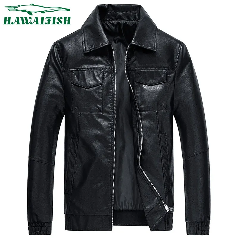 Мужская кожаная куртка бренда Гавайская рыба Новинка Осень 2021 корейский тренд
