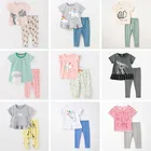 Комплекты одежды для маленьких девочек Новинка 2021 Брендовое качество 100% из чесаного хлопка для маленьких девочек, футболка с длинными рукавами и штаны комплекты детской одежды из 2 предметов