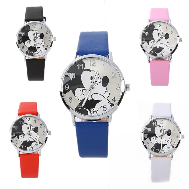 

Hot Disney Mickey Mouse Quartz Wristwatch Korean Style Fashion Simple Children's Watch Boys And Girls Water Clock Kids Gift Toys
