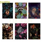 Алмазная вышивка сделай сам, мозаика из квадратных страз с цветами, тигром, енот, полная круглая алмазная живопись, вышивка крестиком, Зебра, орангутан