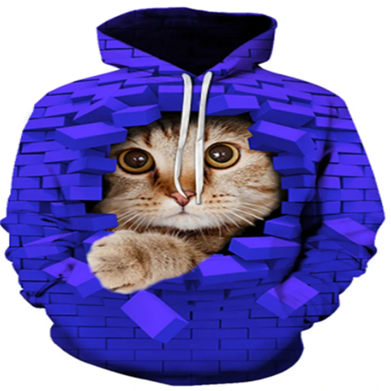 

Cartoon Hoodie 3D Printing Cat Oversized Men's Women's Sweatshirt Pullover Long Sleeve Hooded Sweatshirt Top