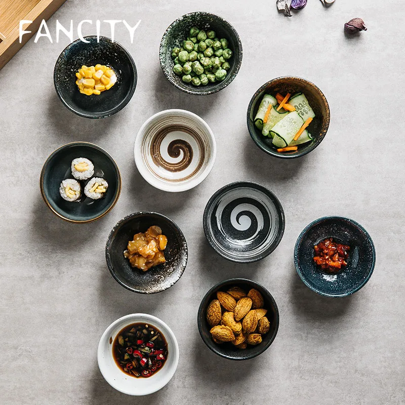 

Ceramic snack bowl, creative hot pot oil dish bowl, sauce bowl, Japanese dish, seasoning dish, sushi dish