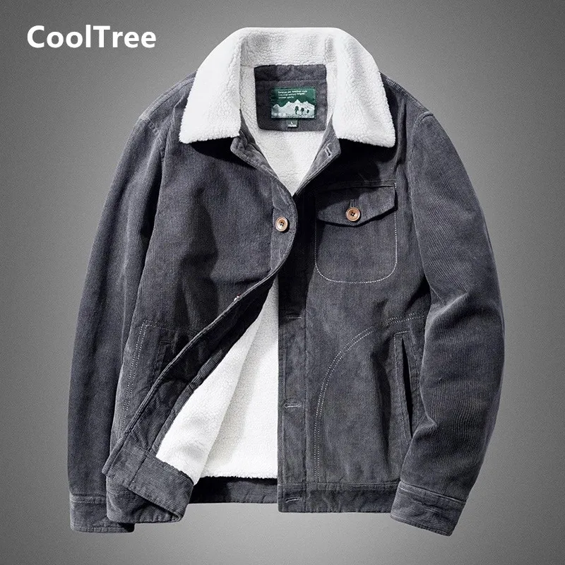 

Мужская Вельветовая куртка CoolTree, осенне-зимняя плотная Вельветовая теплая Повседневная куртка, Мужская облегающая однотонная верхняя одеж...