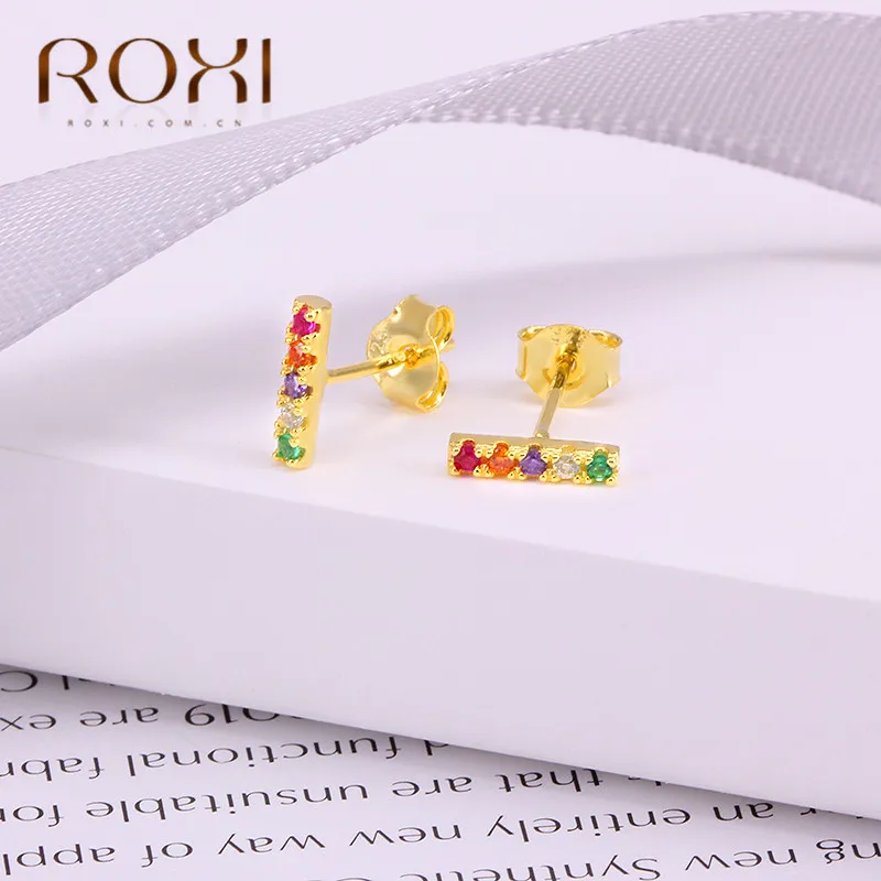 Минималистичные серьги гвоздики ROXI из стерлингового серебра 925 пробы золотые