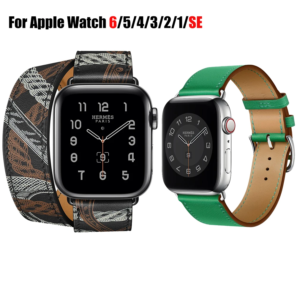 Ремешок из натуральной кожи для Apple Watch 6 5 4 3 2 1 SE браслет iWatch 44 мм 40 42 38