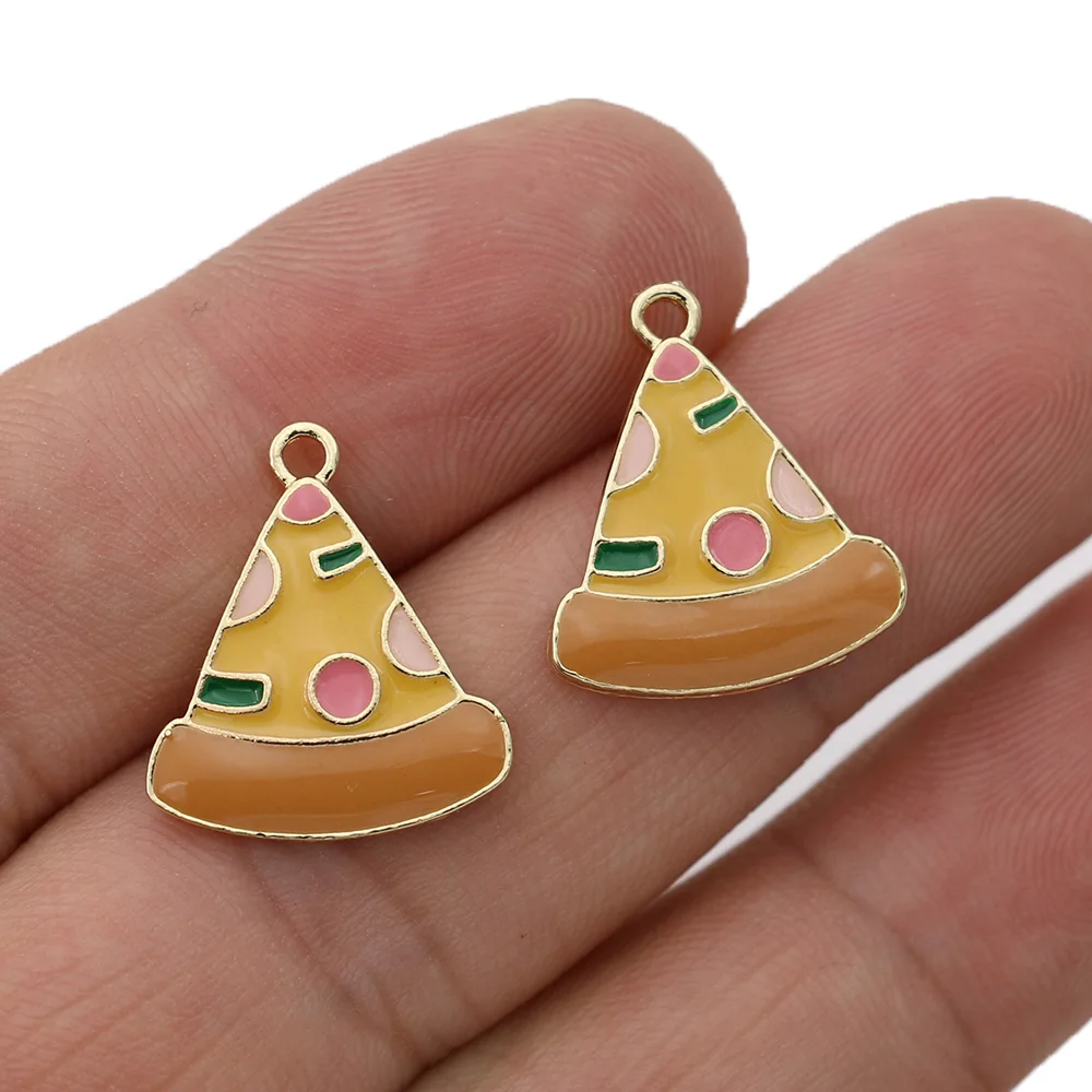 

5Pcs Gold Plated Yellow Enamel Pizza Charm Pendant for Jewelry Making Bracelet Necklace DIY Accessories Craft Findings