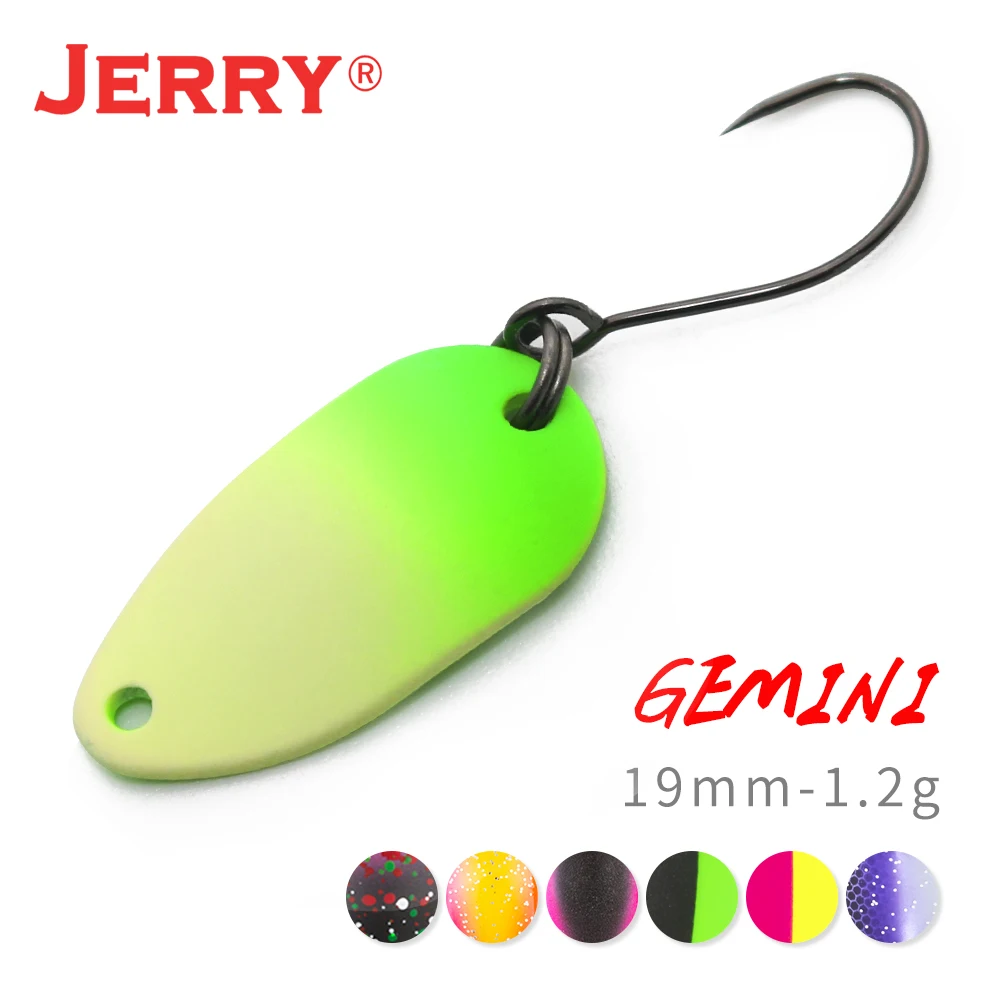 Jerry Gemini 1pc Spinning Fishing Micro Spoons Area Trout Wobble UV Colours Metal Lures Glitters Bait Wholesale