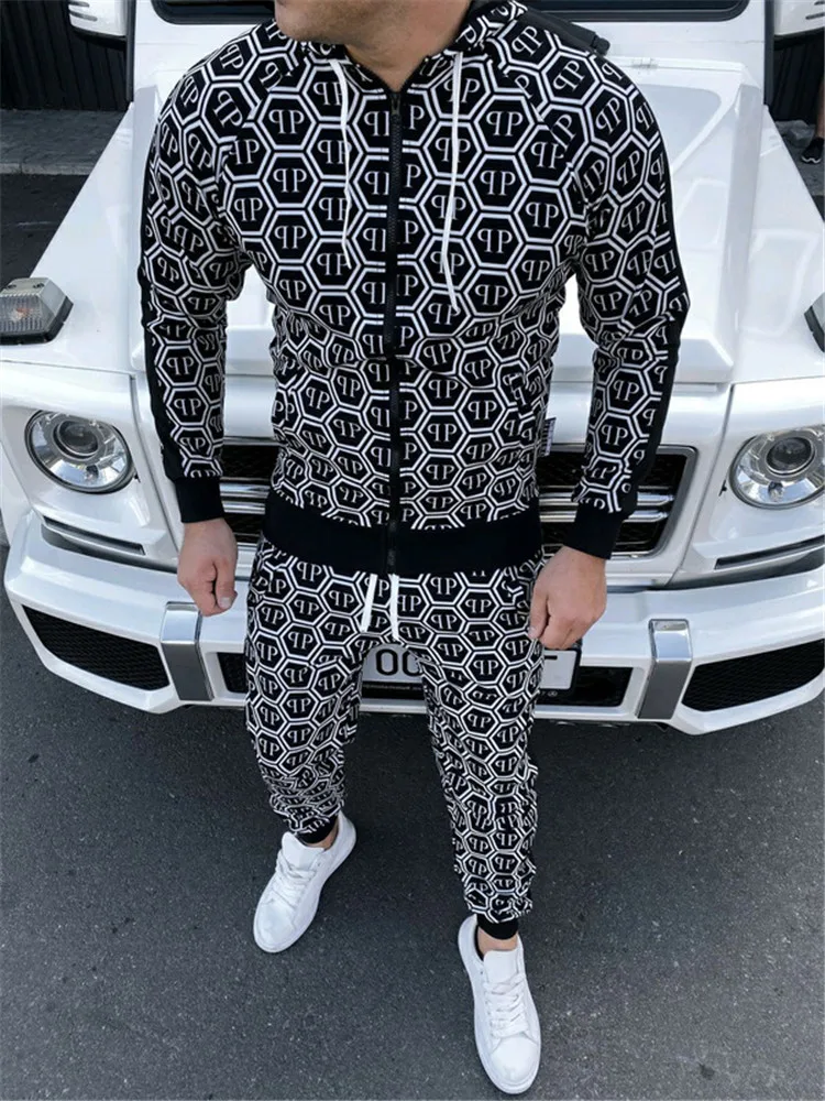 Повседневный мужской костюм Ti'anJinFashion новинка 2020 года свитшот с капюшоном и