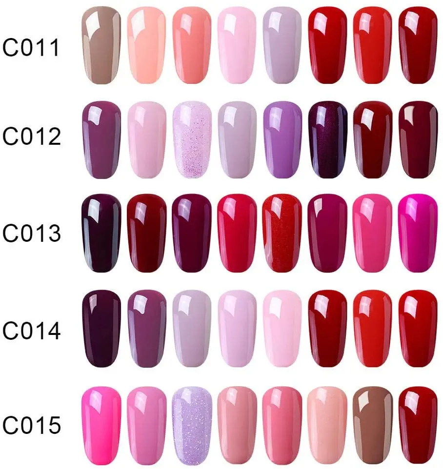 

(8pcs) Elite99 UV LED Lamp Nail Gel Kit Enamel Nail Polish Gel Base Coat Need Top Coat Soak off Manicure Gel Nail Polish Set