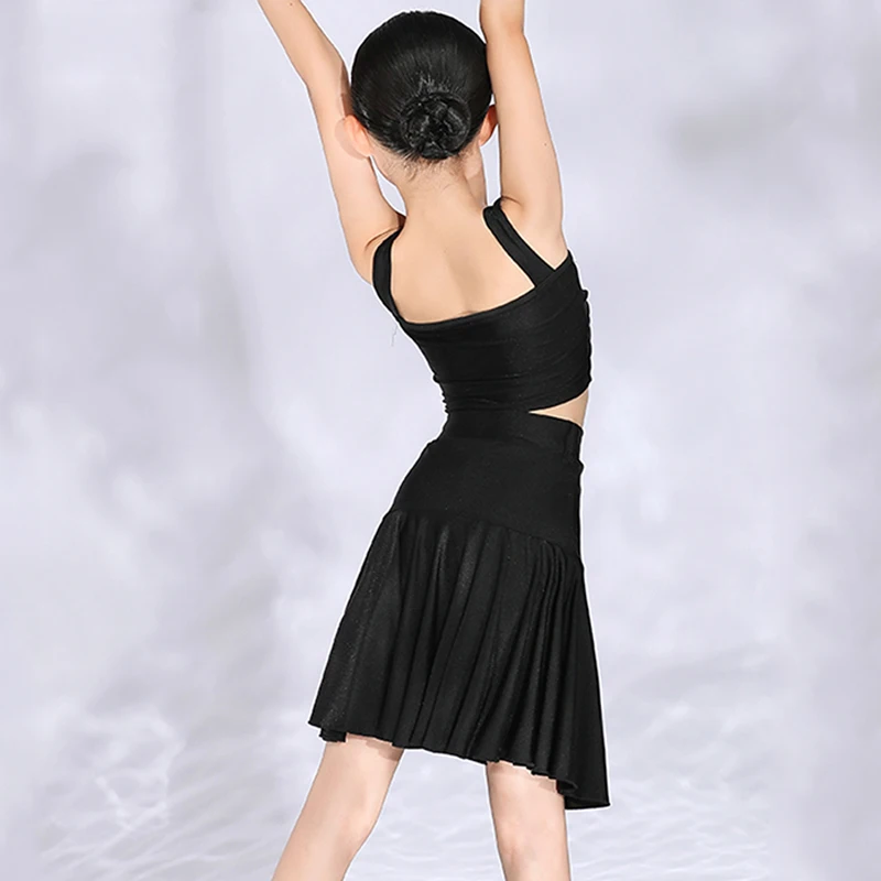 Танцевальные костюмы для девочек костюм латиноамериканской практики черный с