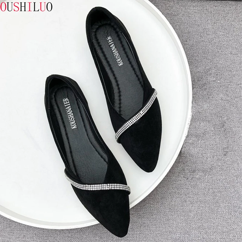 2020 женские туфли на плоской подошве водонепроницаемые Мокасины с острым носком и