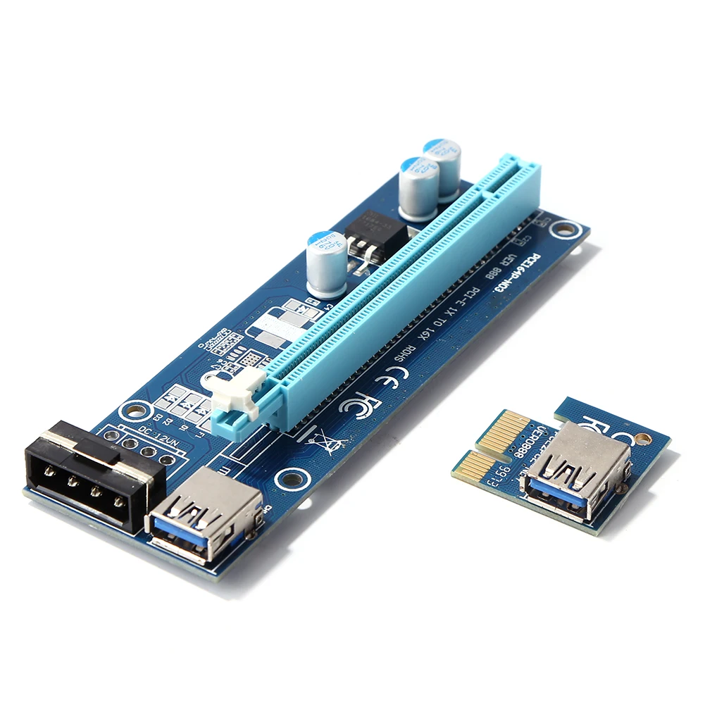 

Переходник PCIe для майнинга BTC, PCI Express, 1X до 16X, Адаптерная карта, 4-контактный адаптер источника питания MOLEX, Соединительный адаптер