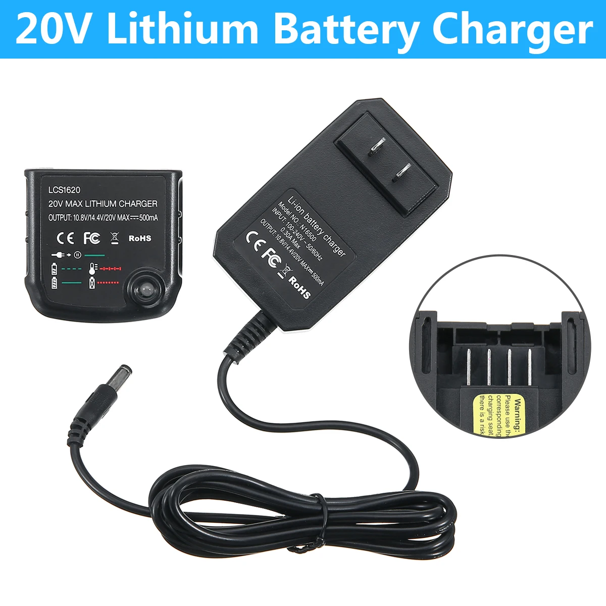 

20V LED Indication Lithium Ion Battery Charger Portable Quick Battery Charging Station Safe Application Power Tool Accessories